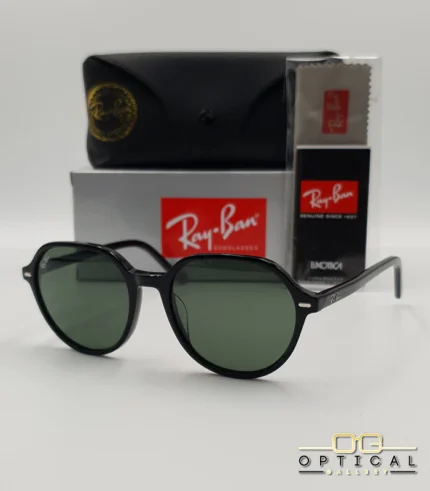 Lunettes de soleil Ray-Ban RB2195 Thalia monture noire verres verts G-15 avec étui et boîte d'origine.