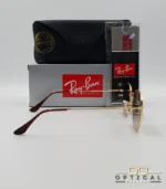 Lunettes de soleil Ray-Ban Hexagonal Flat Lenses RB3548N monture bicolore en métal doré et cerclage marron avec verres dégradés marrons, étui et boîte d'origine.