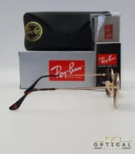 Lunettes de soleil Ray-Ban Hexagonal Flat Lenses RB3548N monture métallique dorée avec verres minéraux marrons classiques, étui et boîte d'origine.