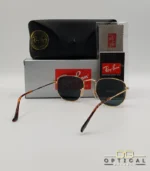 Lunettes de soleil Ray-Ban Aviator RB3025 monture métallique dorée avec verres dégradés bleus, étui et boîte d'origine.