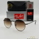 Lunettes de soleil Ray-Ban Jack RB3565 grises métalliques avec verres dégradés marrons, étui noir, boîte d'origine et livret de garantie chez Optical Gallery.