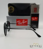 Lunettes de soleil Ray-Ban Marshal II RB3648M noires avec cerclages en acétate noir et verres verts G-15, étui noir, boîte grise et livret de garantie chez Optical Gallery.
