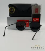 Lunettes de soleil Ray-Ban Marshal II RB3648M noires avec cerclages en acétate noir et verres verts G-15, étui noir, boîte grise et livret de garantie chez Optical Gallery.