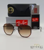 Lunettes de soleil Ray-Ban Marshal II RB3648M marrons avec cerclages en acétate marron et verres dégradés marrons, étui noir, boîte grise et livret de garantie chez Optical Gallery.
