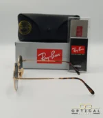 Lunettes de soleil Ray-Ban Julie RB3772 dorées avec verres dégradés bleus gris, étui noir, boîte grise et livret de garantie chez Optical Gallery.